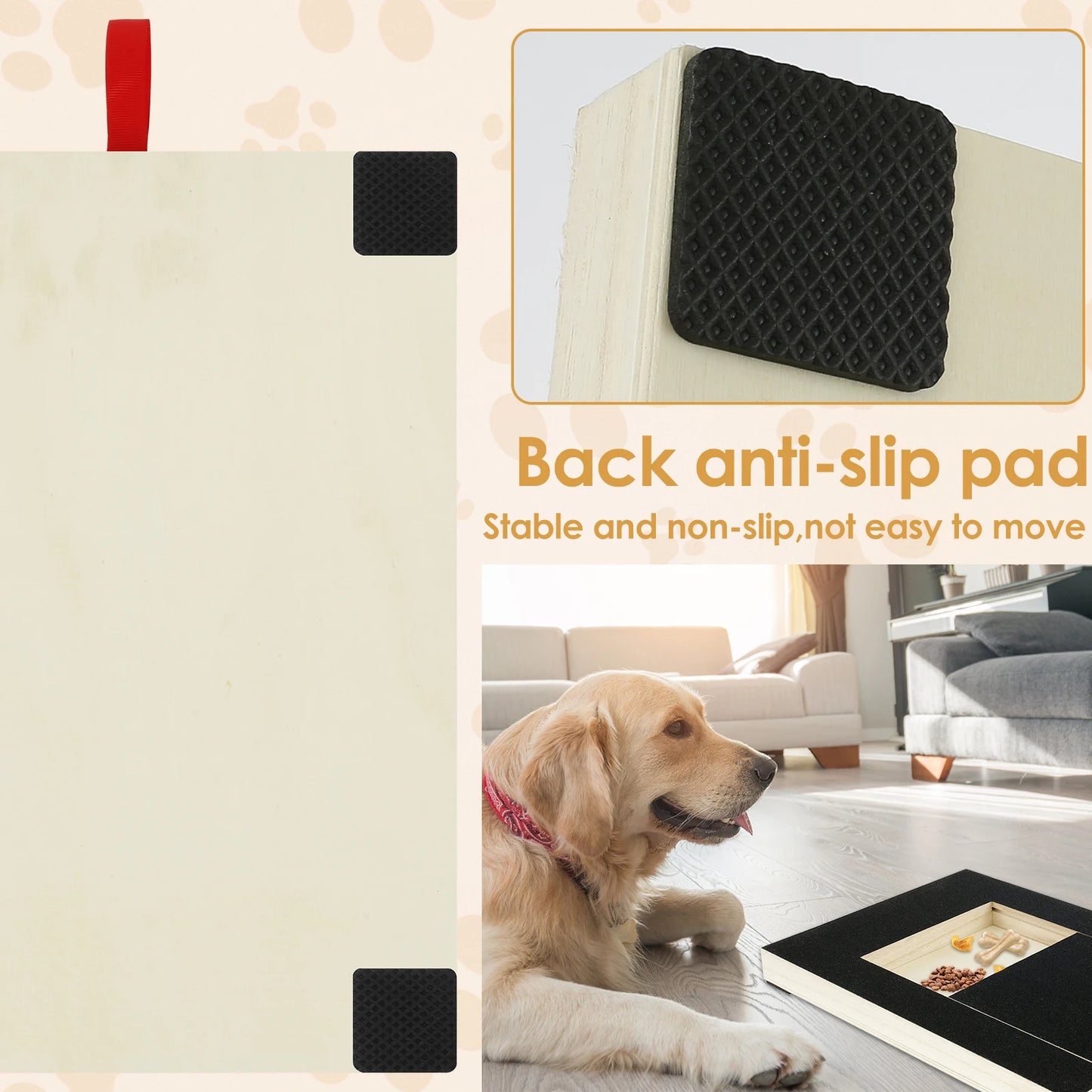 Tablero para uñas de perro ajustable con caja de golosinas.