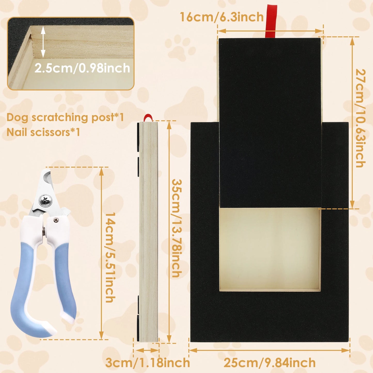 Tablero para uñas de perro ajustable con caja de golosinas.
